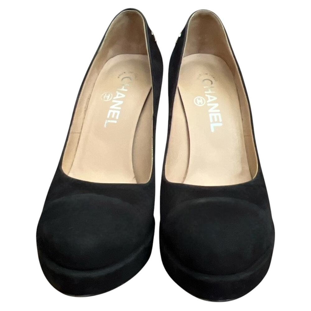 EUC AUTH CHANEL Black HEELS SIZE 36/ US 5.5 - Picture 3 of 16